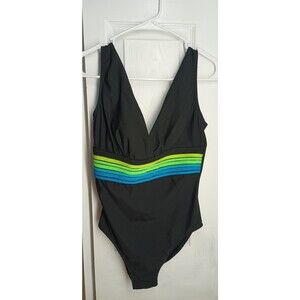 Women's Size 8 Longitude Black One Piece Swimsuit Vacation Resort Wear